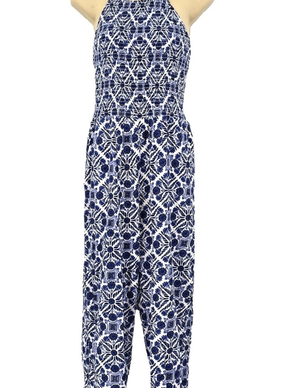 Patrons of Peace Navy & White Halter Jumpsuit